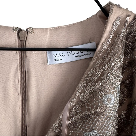 Mac Duggal Embellished Long Sleeve Plunge Neck Gown 79358 Gold Formal 16 - Picture 11 of 16